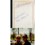 Jill Ireland signed 8x5 Album page accompanied by a detached candid colour photograph of her with