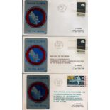 Apollo 12 three unsigned first day covers each with identical silver 'Yankee Clipper To The Moon'