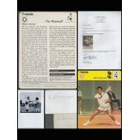 Tennis Ken Rosewall Signed on Two Separate Signature Cuttings/Pages. Included is a bio Card. Good