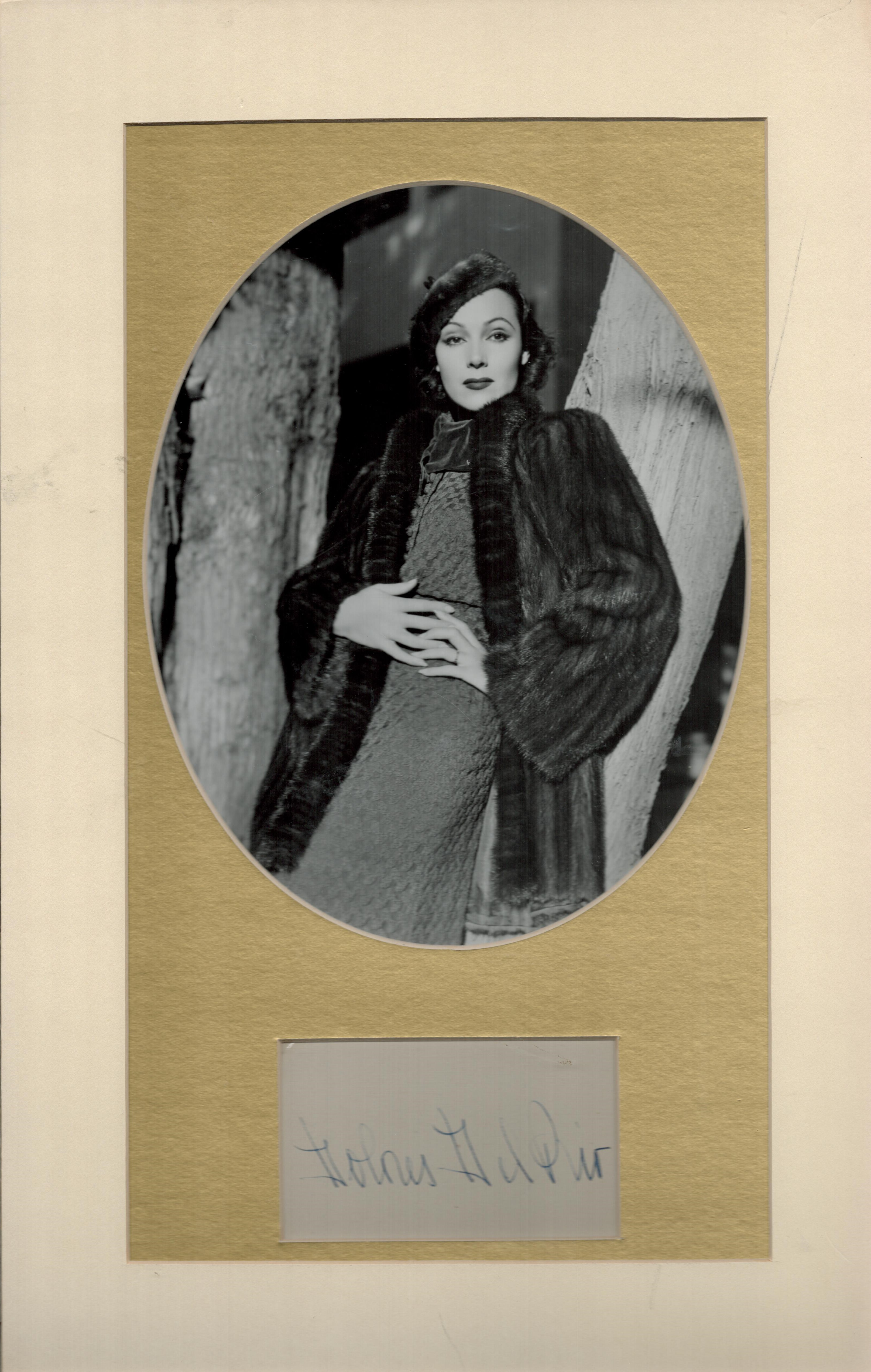 Dolores Del Rio 17x11 overall mounted signature piece includes signed album page and vintage black