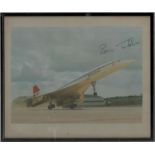 British Test Pilot Brian Trubshaw Signed 10x8 inch Colour Concorde Photo. Framed to an overall