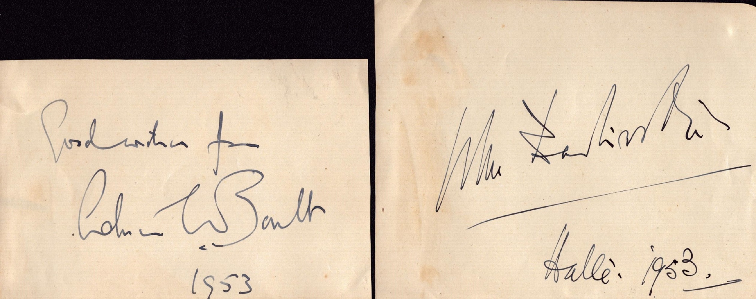 Music Conductor lot 2 signed album pages by Sir Adrian Boult and John Barbirolli dated 1953. Sir