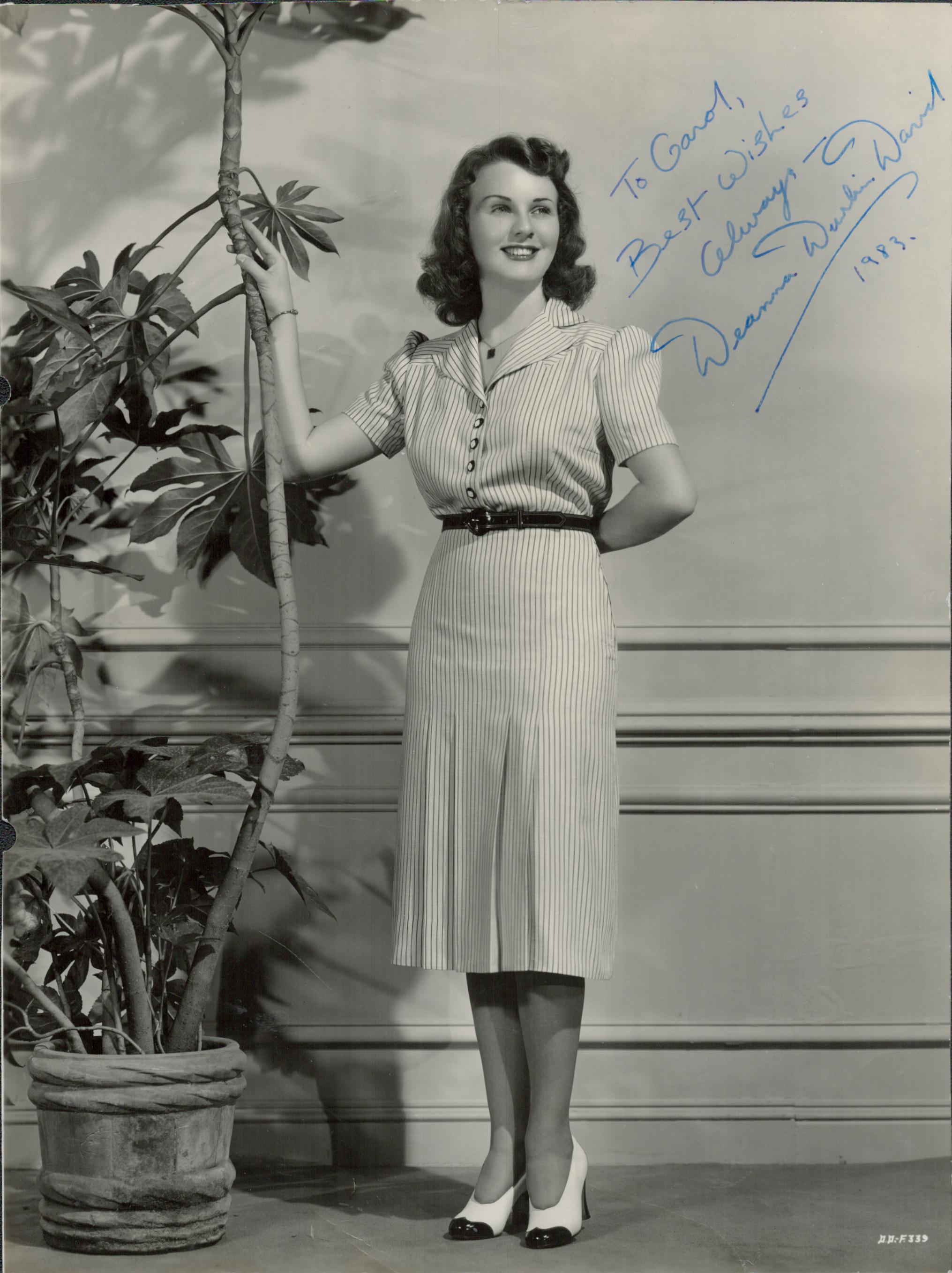 Deanna Durbin signed 10x8 black and white vintage photo. Good condition. All autographed items