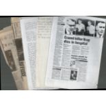 Reggie Kray Collection of Newspaper Clippings and Photocopied Articles Related. Interesting