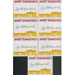 American Author Janet Evanovich Collection of 7 'Metro Girl' Autograph Cards. Good condition. All