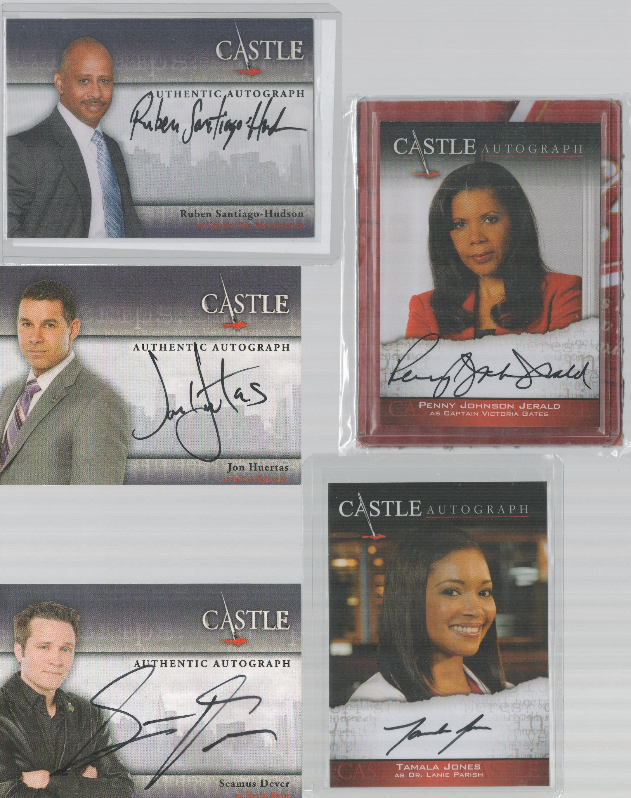 Castle TV Series Collection includes 5 signed trading cards from cast members Penny Johnson