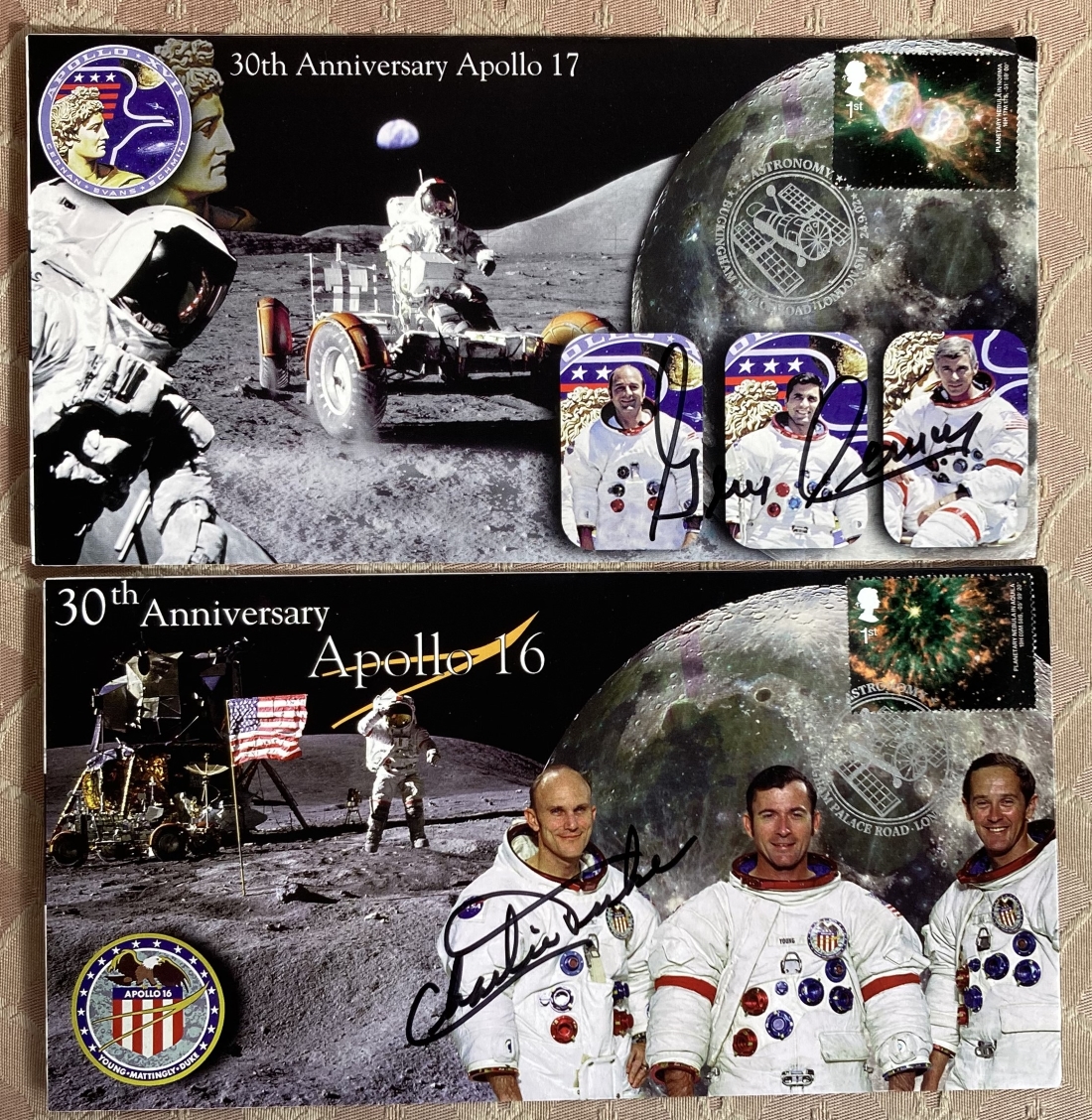 Space Moonwalkers Astronaut signed collection. Includes Letter signed by Charles Conrad Apollo 12,