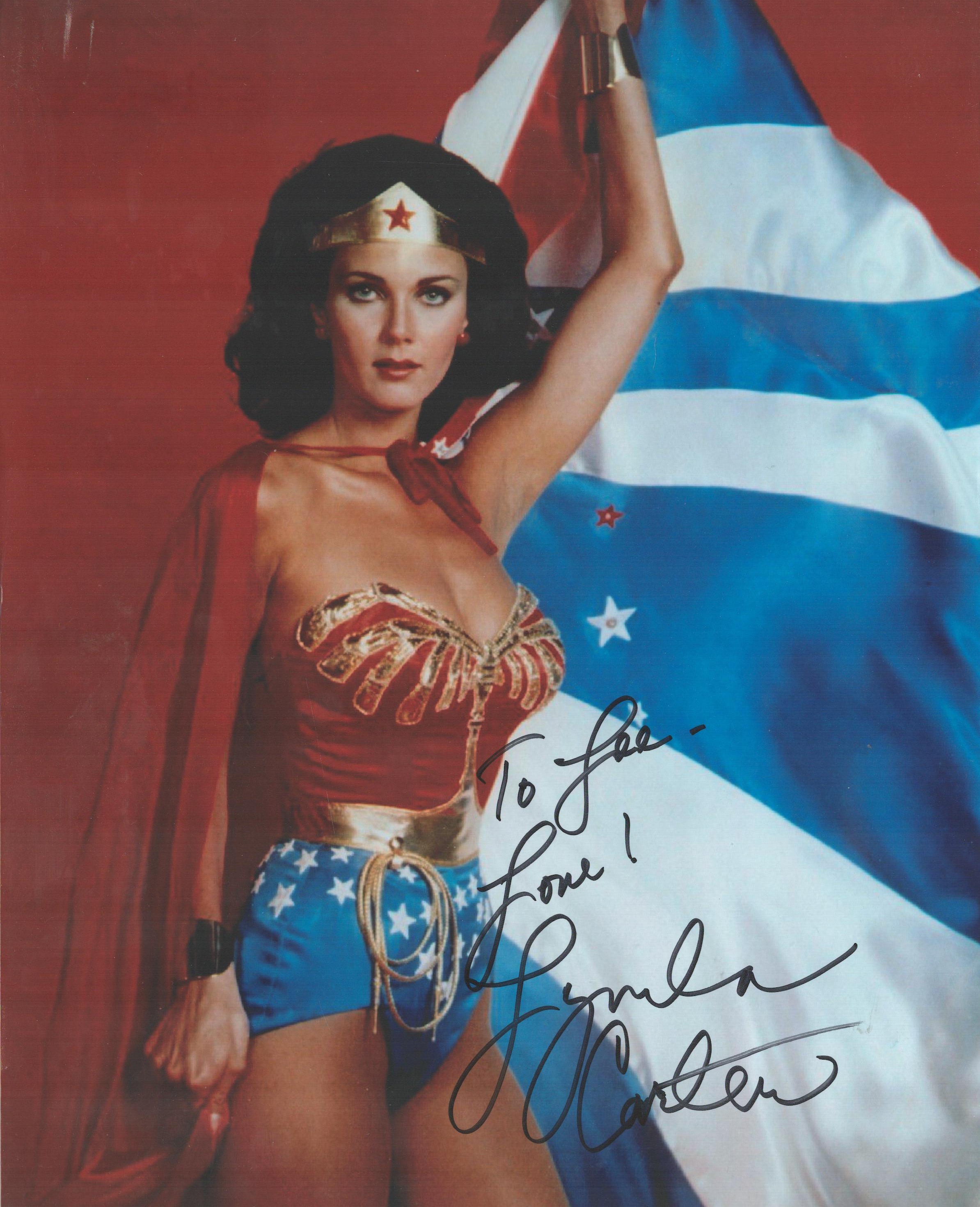 Lynda Carter signed Wonder Woman 10x8 colour photo. Lynda Jean Carter (born July 24, 1951) is an