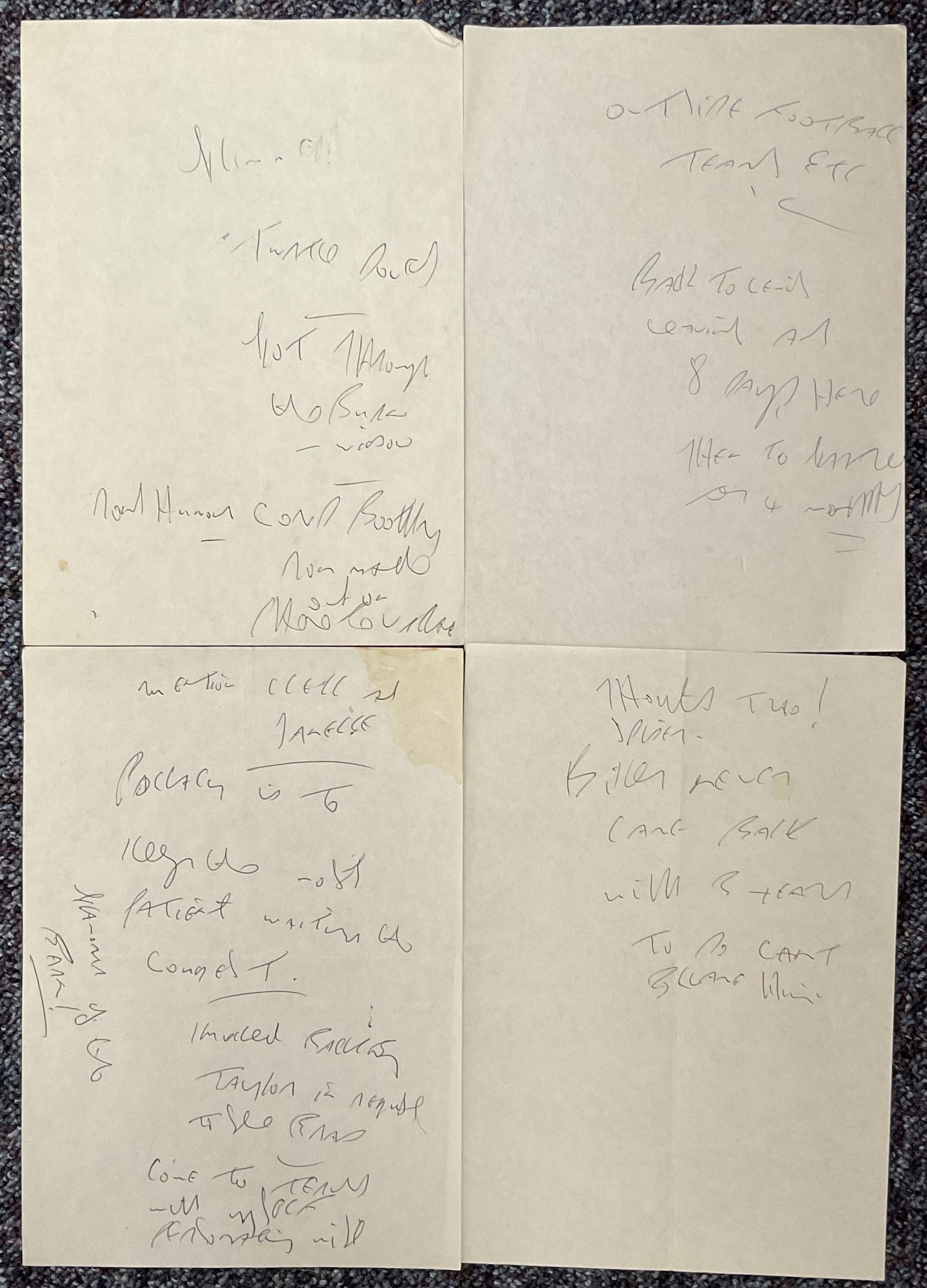 Reggie Kray collection of 4 Pages of Handwritten Notes/short Letters. Handwriting Is Poor. Can