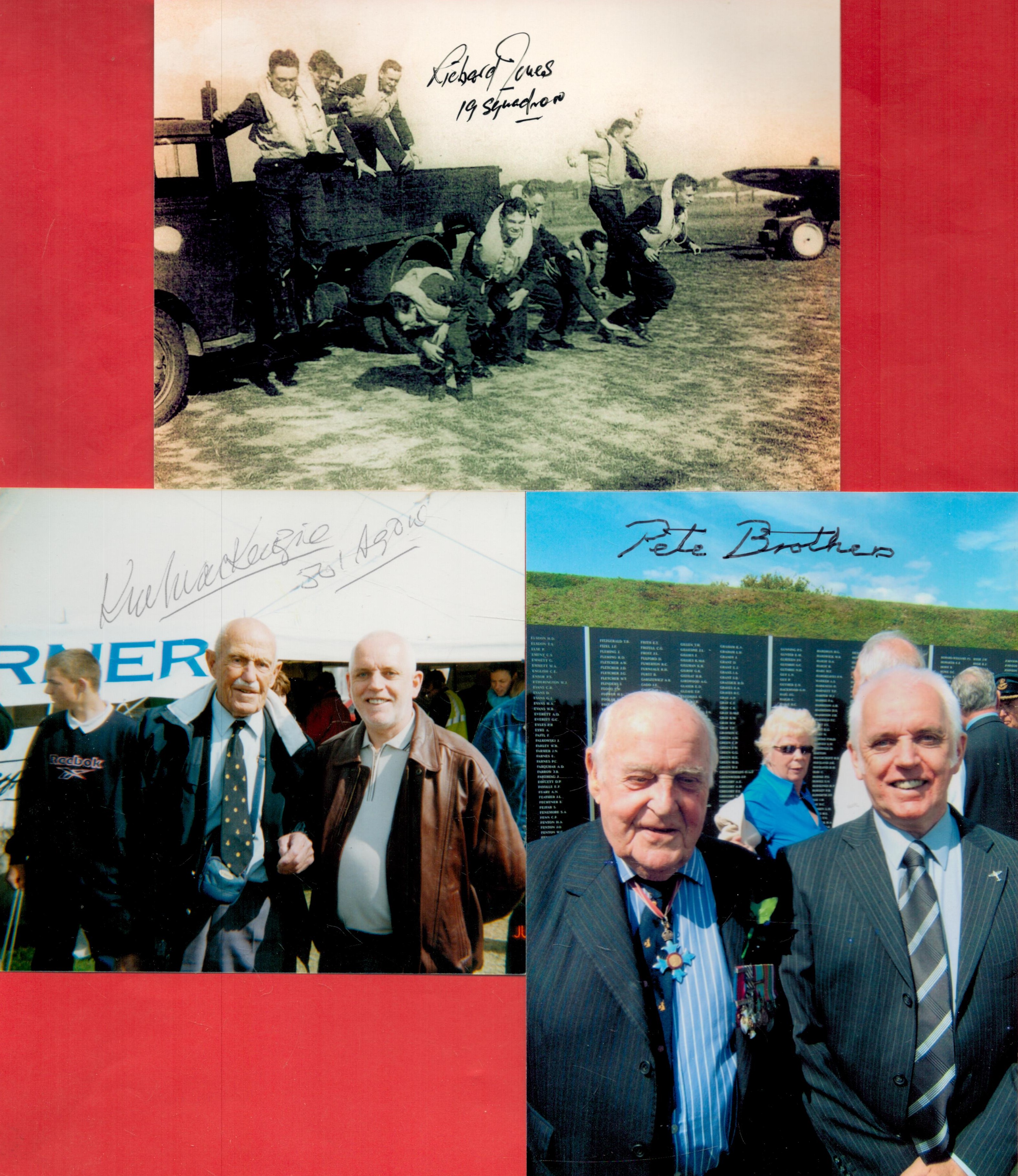 WW2 RAF Collection of 3 Bomber Command Signed Photos. Includes The Signatures of Air commodore Peter