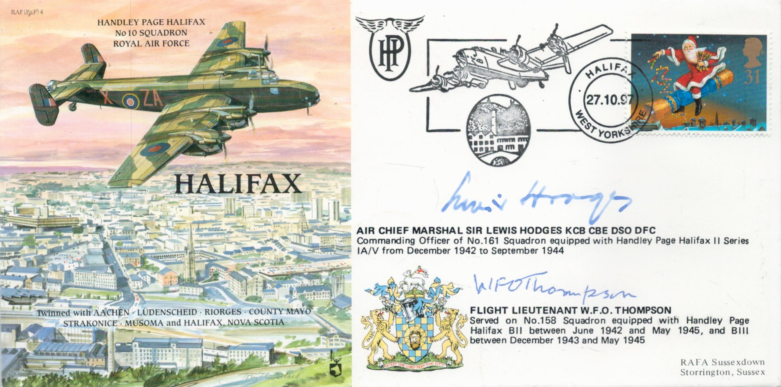 WW2 ACM Sir Lewis Hodges and Flt Lt WFO Thompson Signed Halifax FDC. 393 of 550 Covers Issued.