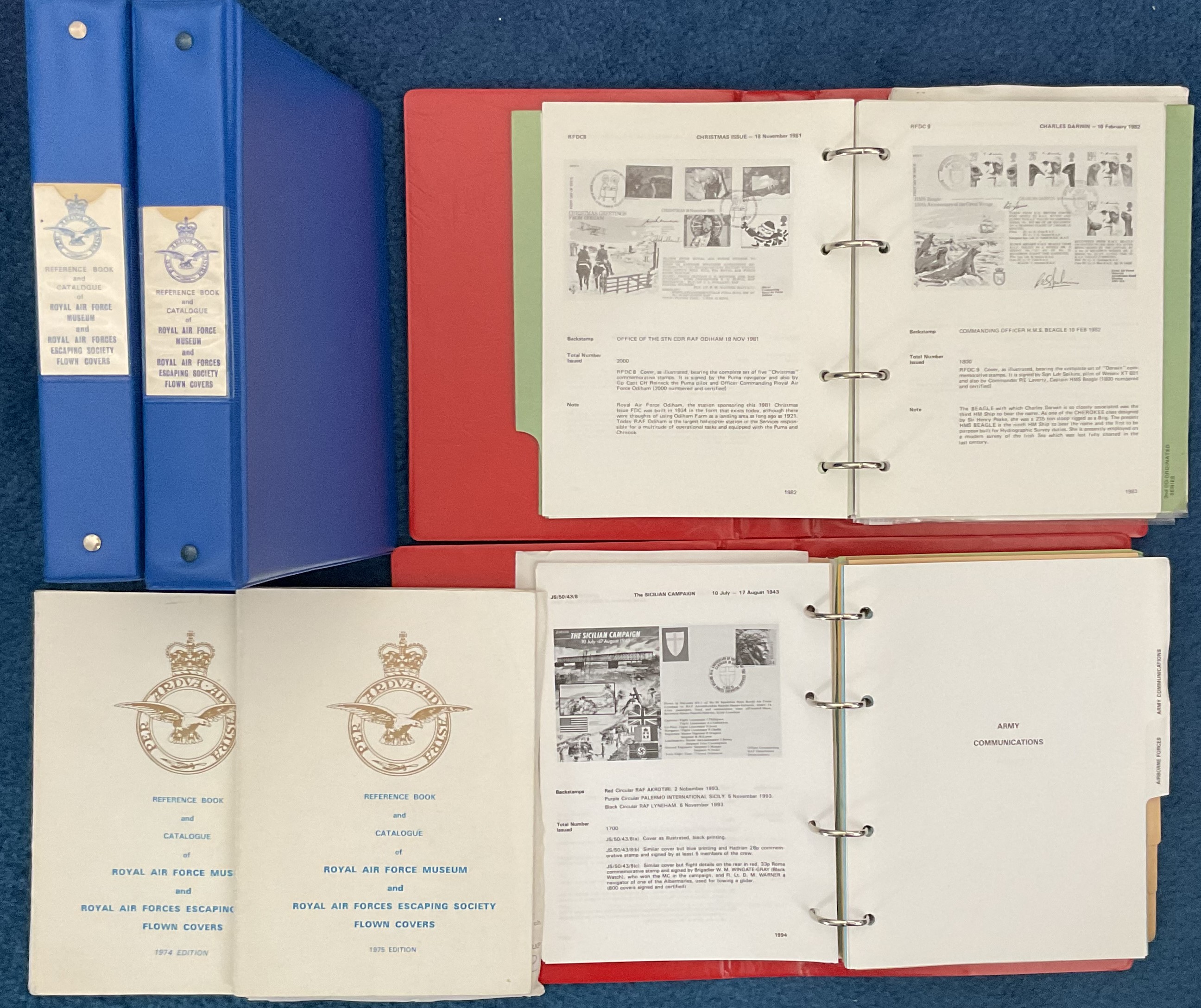 Complete set of RAF Museum Reference catalogue's, 4 Binders. From 1974 - 1994.Also 2 Reference Books