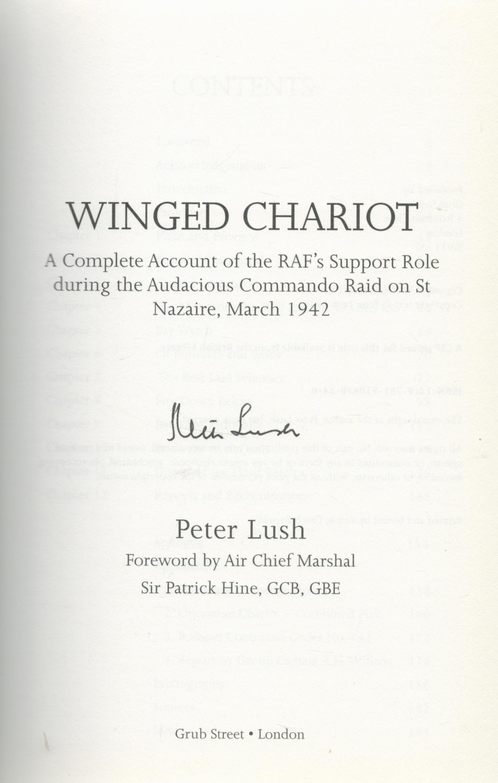 WW2 Hardback Book Signed by The Author Peter Lush. Book Titled Winged Chariot. 1st Edition. Signed - Image 2 of 3