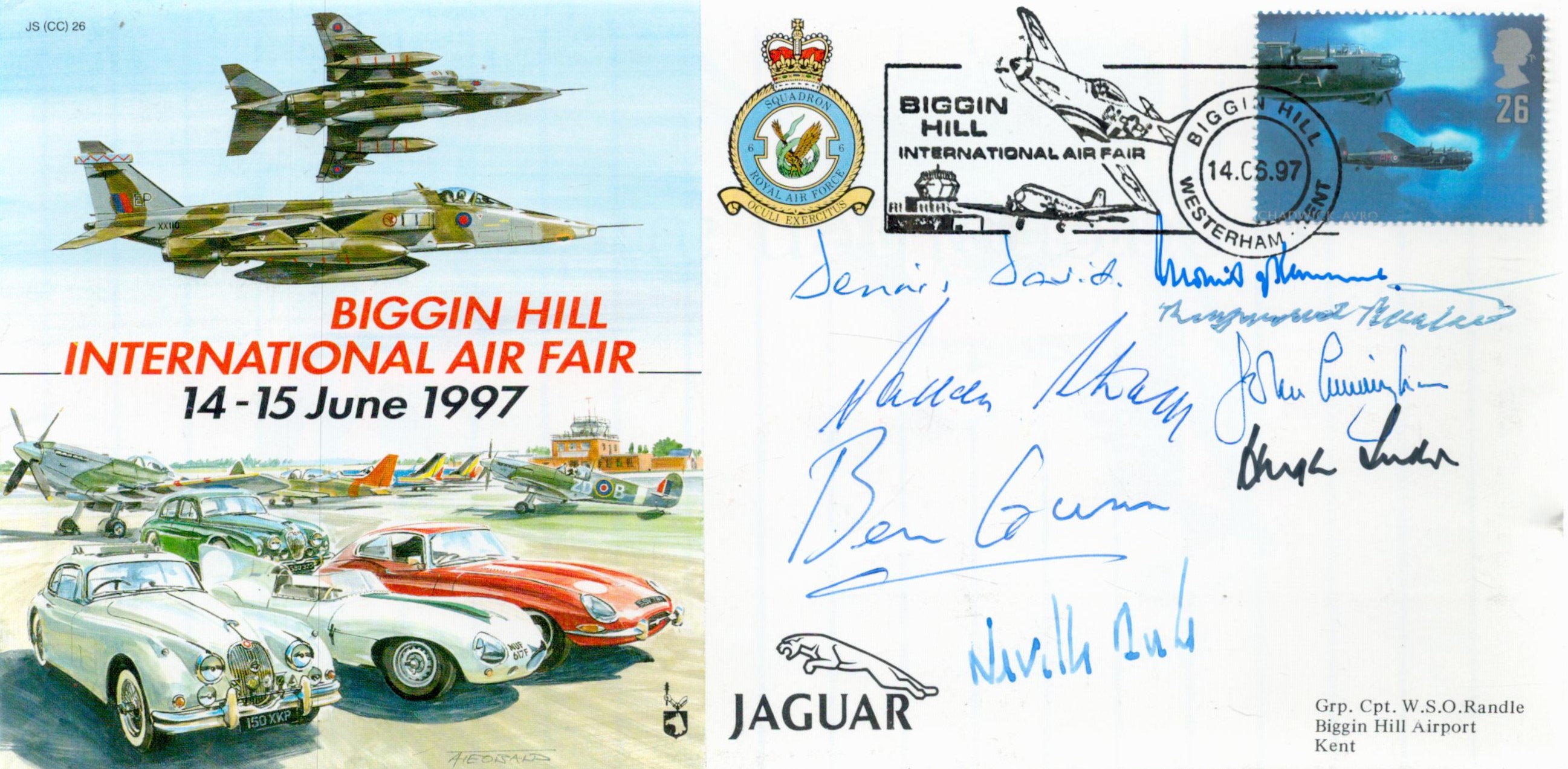 RAF Dennis David and 7 Others Signed Biggin Hill International Air Fair Flown FDC. Good Condition.