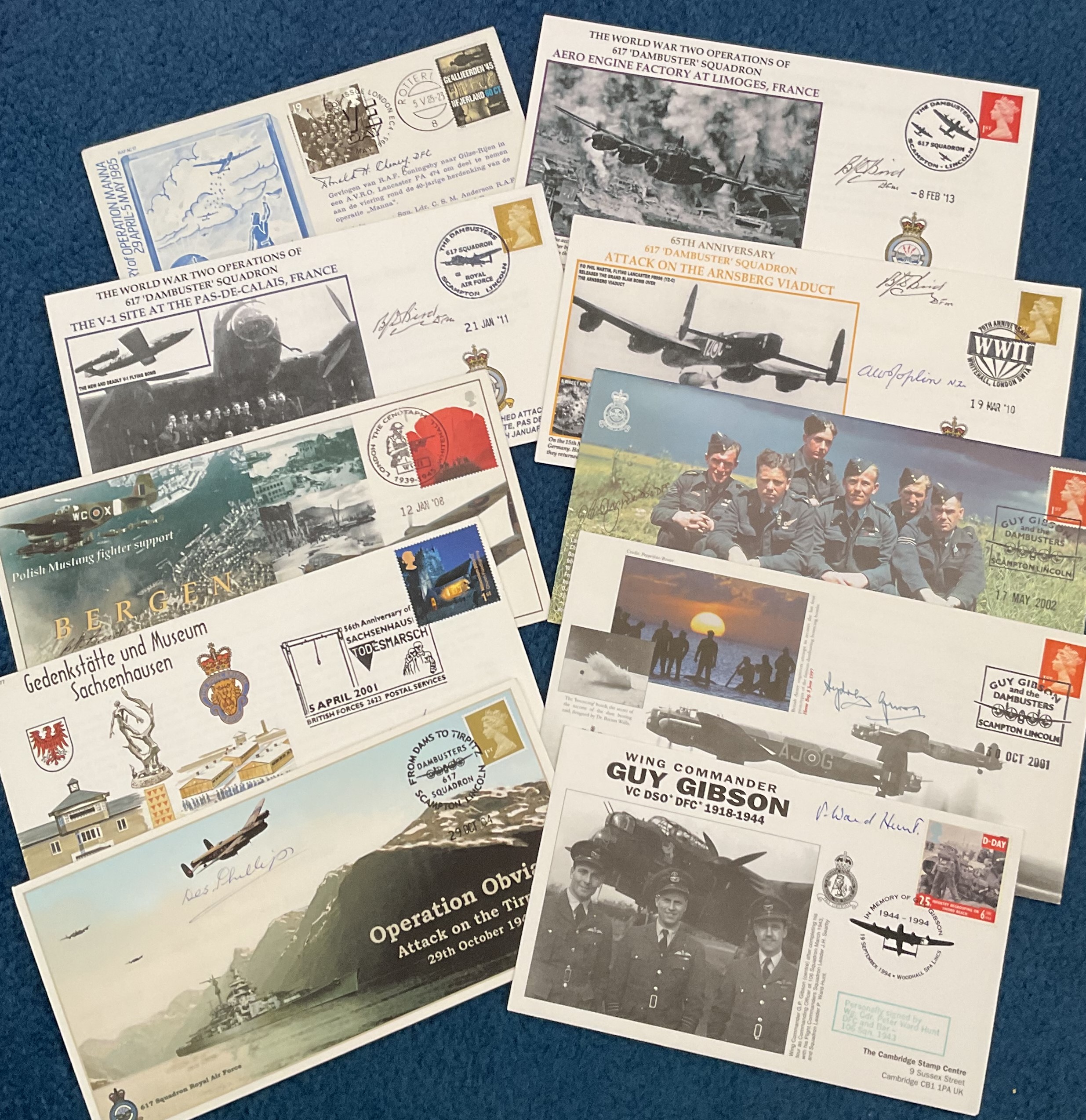 WW2 RAF Collection of 10 Signed First Day Covers Inc 617 Sqn and Tirpitz raiders. Signatures include