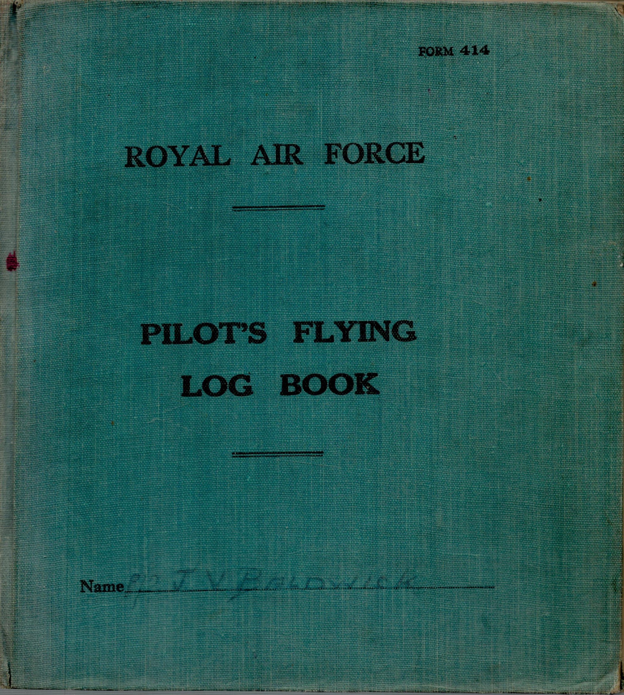 Royal Air Force Pilot's Original Flying Log Book J V Baldwick from 1939 Hardback Book with