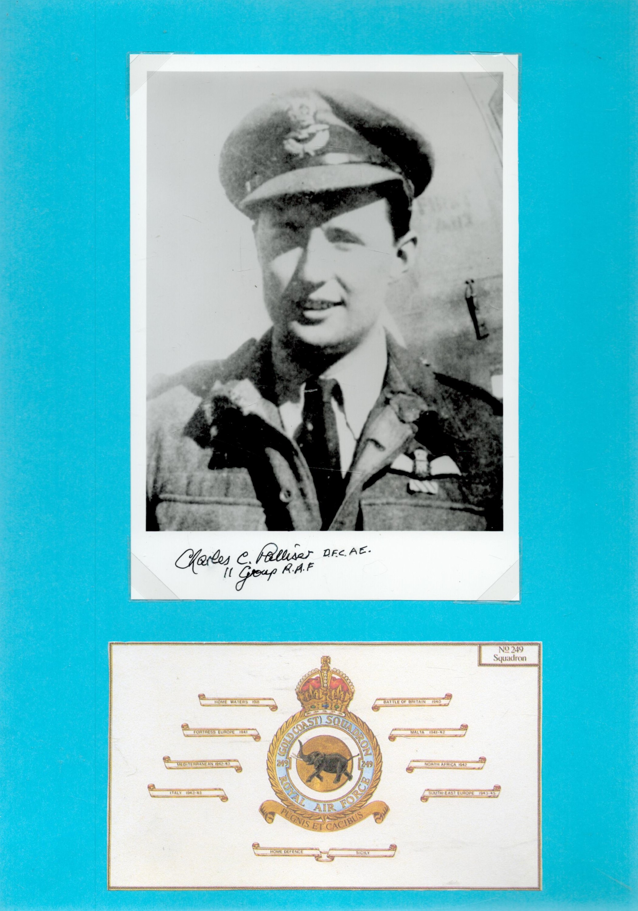 Flt Lt George Charles Calder Pallister DFC Signed 7 x 5 inch Black and White Photo In Black Ink.