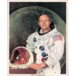 Neil Armstrong signed NASA 10x8 original colour White Space Suit photo dedicated. Neil Alden