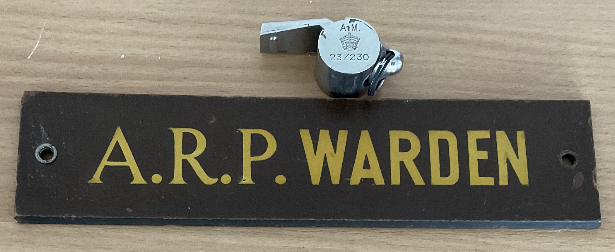 World War II Air Raid Warden collection includes issued A. M 23/230 and original A. R. P Warden