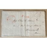 1830 letter with Red Boston postmark and Red Paid cachet, letter regarding a sudden death and the