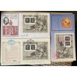 1990 Penny Black collection of 3 official miniature sheet FDCs, 2 Covercraft and 1 A G Bradbury