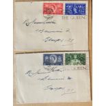 1953 Two Plain Coronation FDCs each with rare God Save the Queen slogan postmarks, each cover has