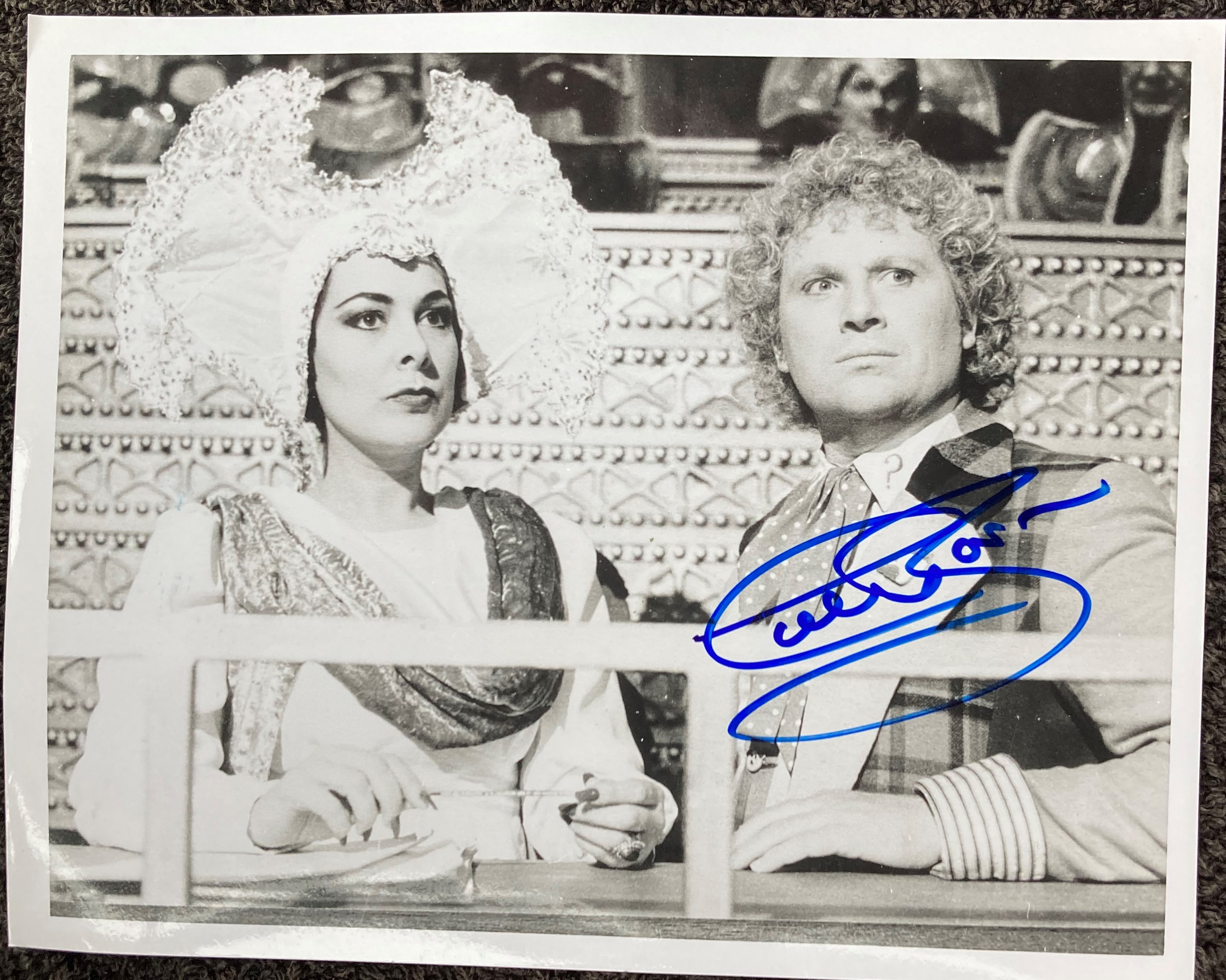 Dr Who Colin Baker signed 10 x 8 b/w photo scene from the TV series. Good condition. All