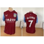 Football John McGinn signed Aston Villa replica home football shirt size small. Good condition. Good