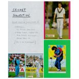Cricket collection housed in soft back folder. Includes magazine photos/cards etc. Amongst it are