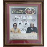 Two Ronnies signed 15x13 overall mounted and framed Great British Comedy Legends Stamp sheet