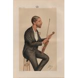 Vanity Fair print. Titled First Violin. Subject The Duke of Edinburgh. Dated 10/1/1874. Approx