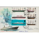 The Titanic, a British Ships FDC signed by Titanic survivors Millvina Dean (1912 2009) and her