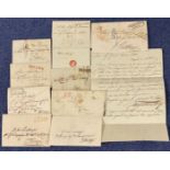 Pre Stamp cover collection, eight 1800s letters Italian. Includes some scarce marks, Firenze,