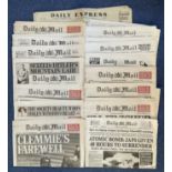 Newspaper Collection of 18 Reprinted Daily Mail Newspapers From Iconic Times and Moments. Includes