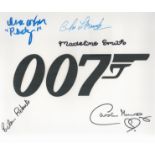 007 James Bond 8x10 photo signed by FIVE stars of Bond movies, including Lana Wood, Madeline