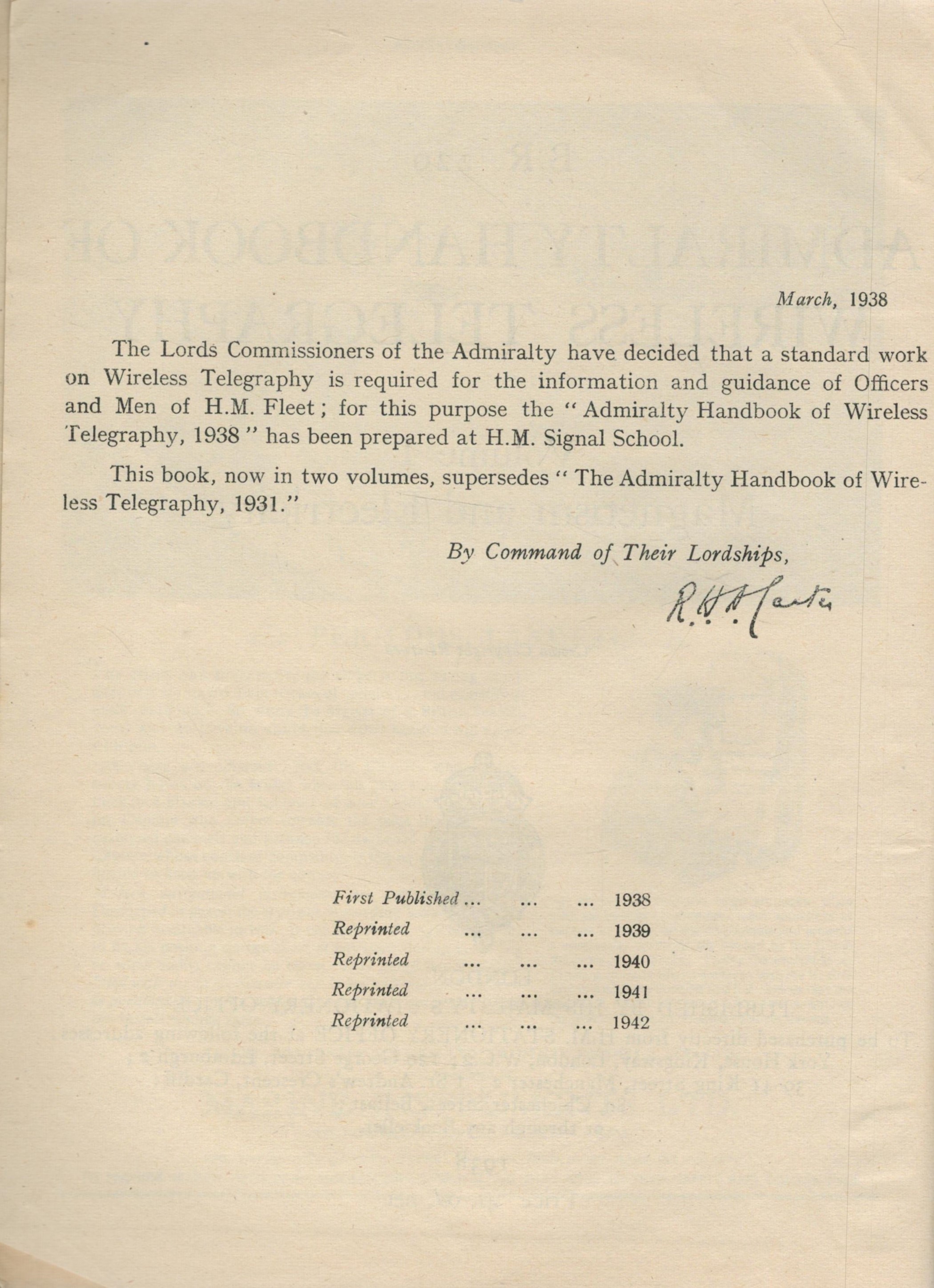 BR 229 Admiralty Handbook of Wireless Telegraphy Volume 1 only - Magnetism and Electricity. - Image 3 of 3