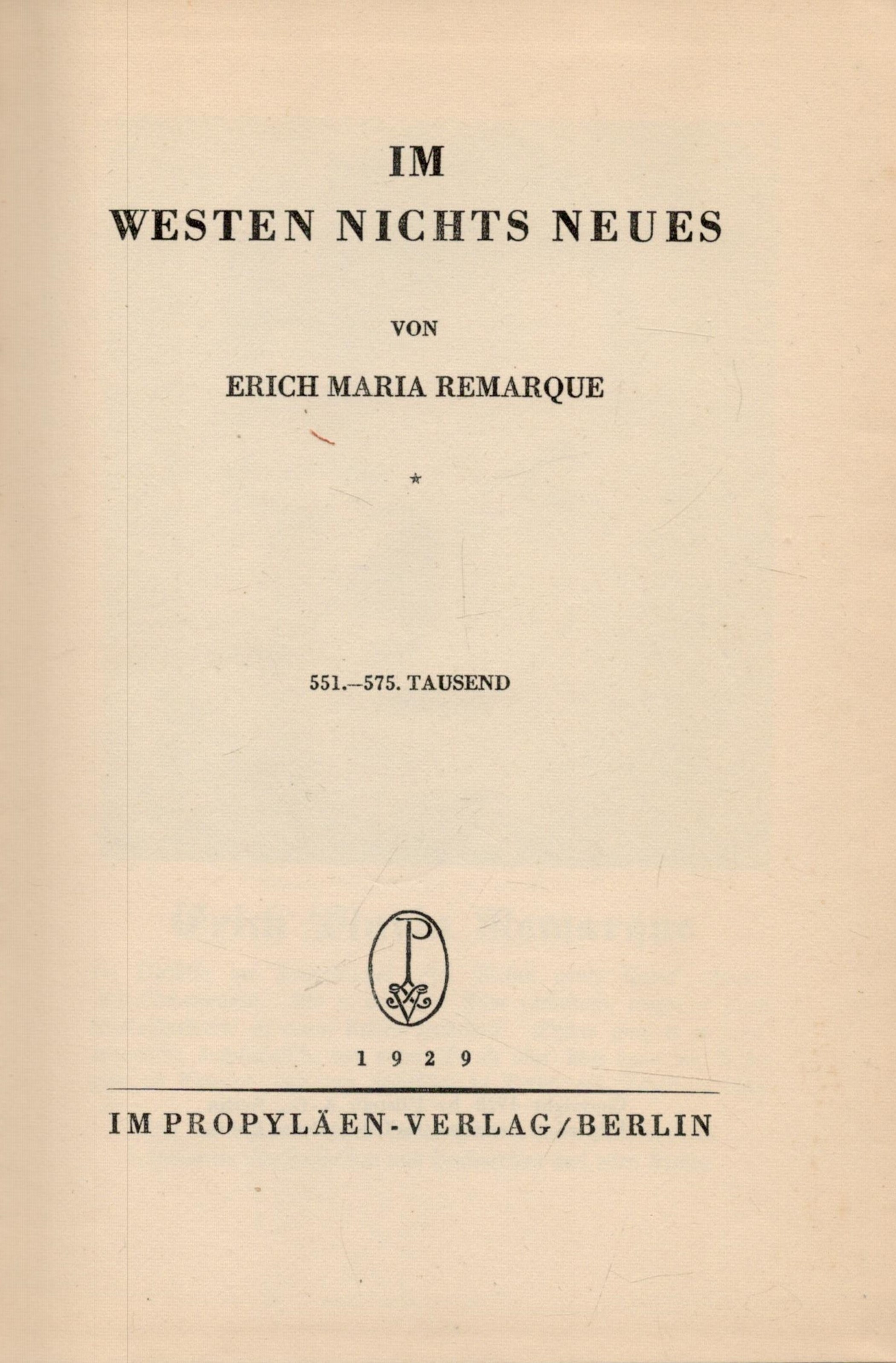 Im Westen Nichts Neues (All Quiet on the Western Front) Von Erich Maria Remarque. Published Im - Image 2 of 3