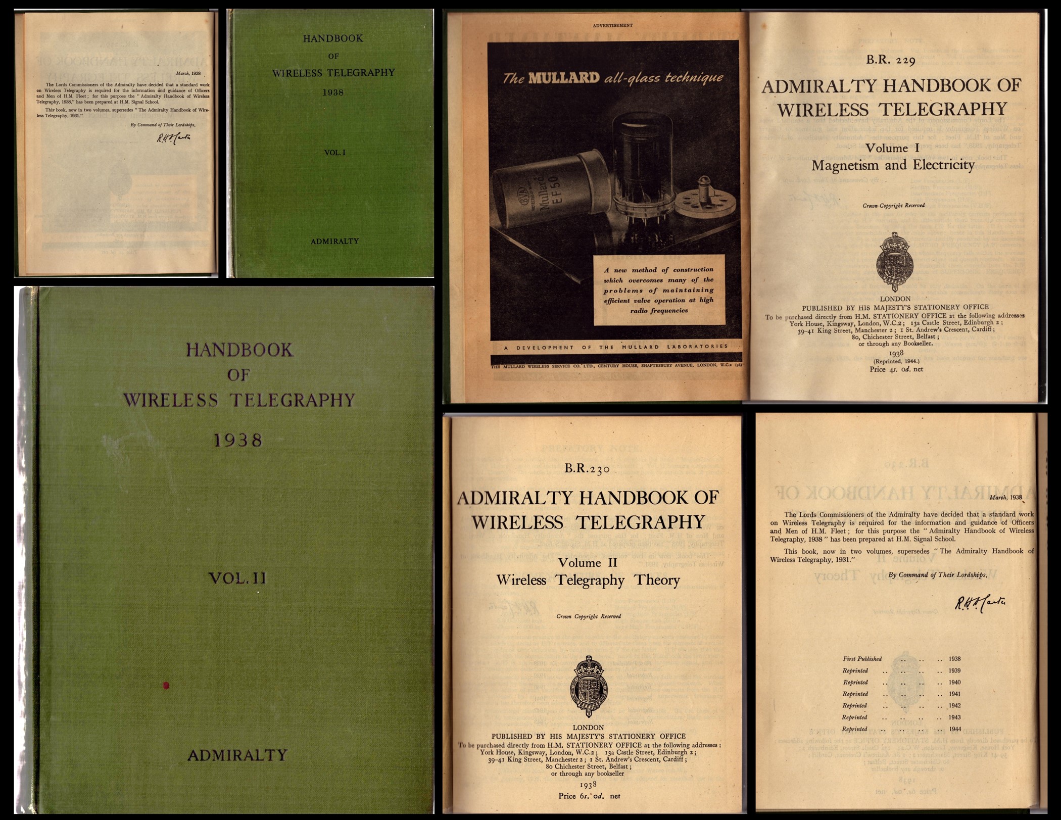 BR 229 Admiralty Handbook of Wireless Telegraphy Volume 1 - Magnetism and Electricity. Published