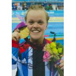 Paralympics Ellie Simmonds signed 12x8 colour photo pictured celebrating at the London 2012 games.