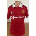 Football Wout Weghorst signed Manchester United replica home shirt size small. Wout François Maria