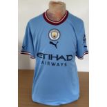 Football Kalvin Phillips signed Manchester City replica home shirt size medium. Kalvin Mark Phillips