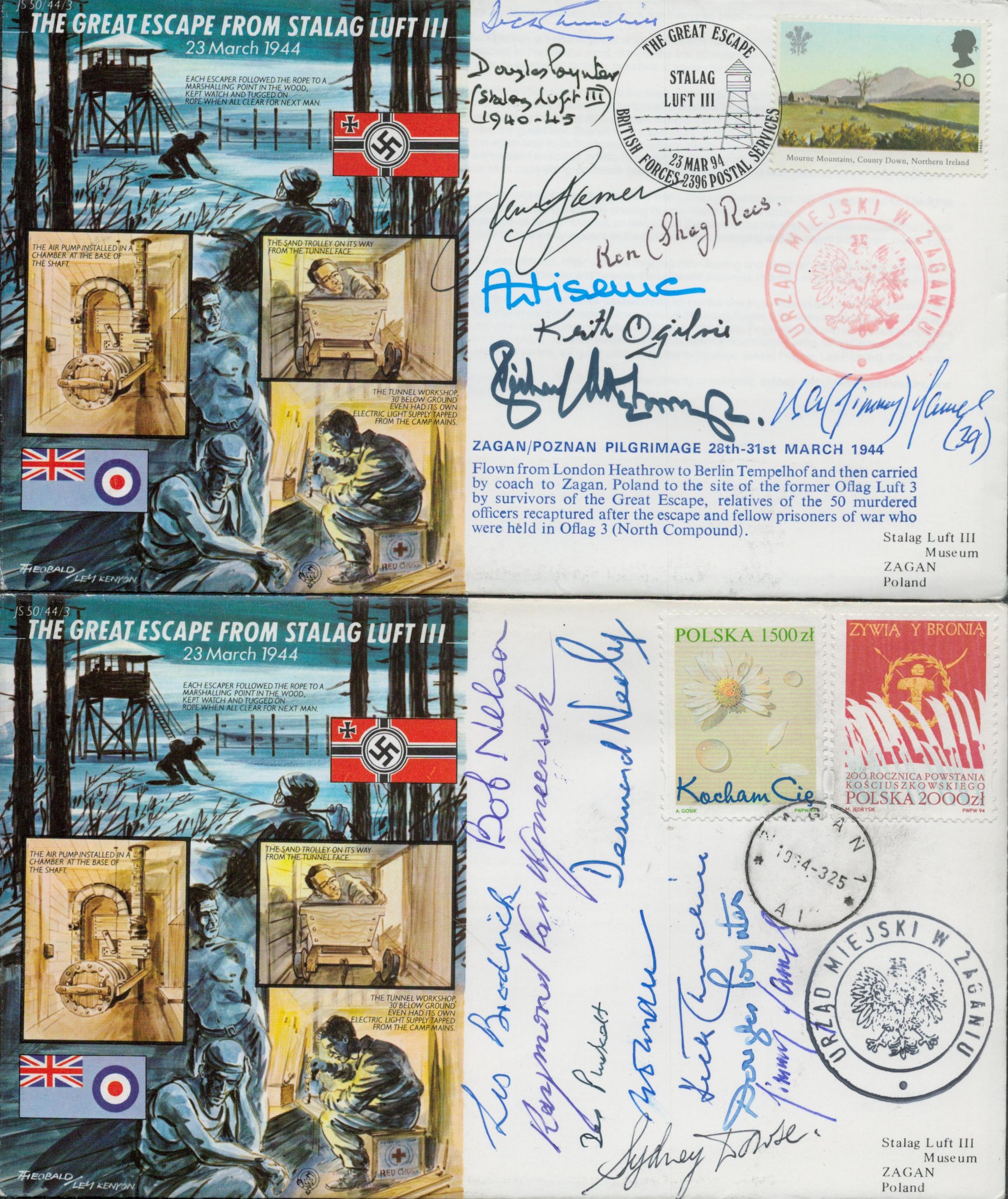 Stalag Luft III signed collection of 2 Great Escape cover with 15 signatures of survivors and