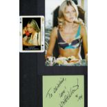 James Bond. Britt Ekland Signed Signature Card. Dedicated. With 007 Playing Card. Image of Ekland