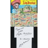 Thunderbirds. Gerry and Sylvia Anderson Signed Separate Signature Cards With Two Thunderbirds
