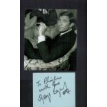 James Bond. George Lazenby Signed signature Card in Black ink. Dedicated to Christine. A Black and