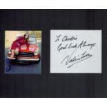 James Bond. Valerie Leon Signed Signature Card. Dedicated. With Image of Leon On Bonnet of a Car
