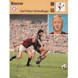 Football autographed Karl-Heinz Schnellinger 1970s Sportscaster Card: A Superbly Issued Large Card