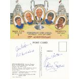 Football autographed Man United 1968 European Cup Final Postcard: A Superb Postcard Issued In The