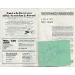 Tv and Film. Charlie Williams Signed Autograph Album Page, Loosely inserted into Robinson Crusoe