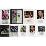 Sport. Collection of 9 Assorted Signed Mounts, Various sizes. Includes Justin Roberts (WWE) x2,